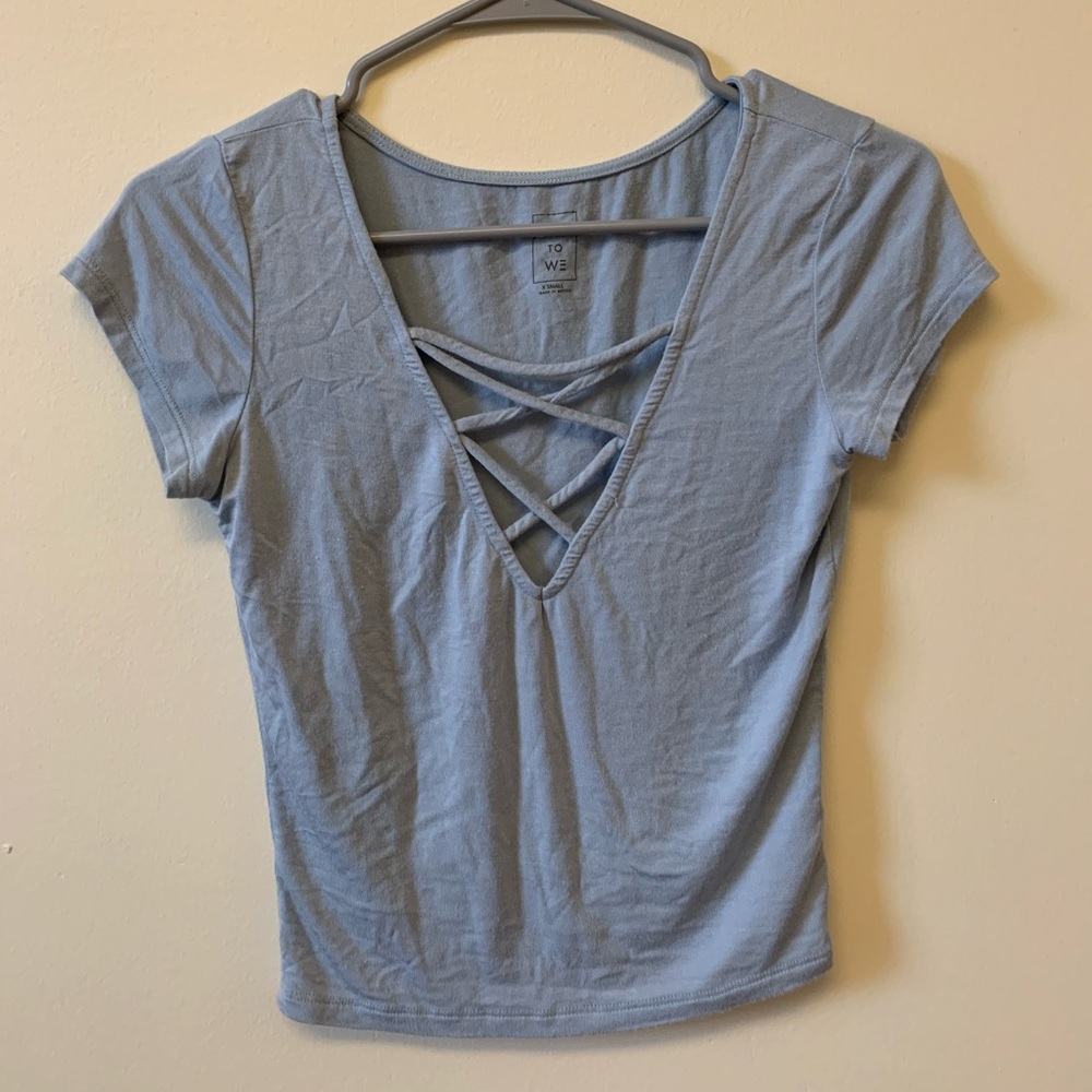 Blue V Neck Shirt